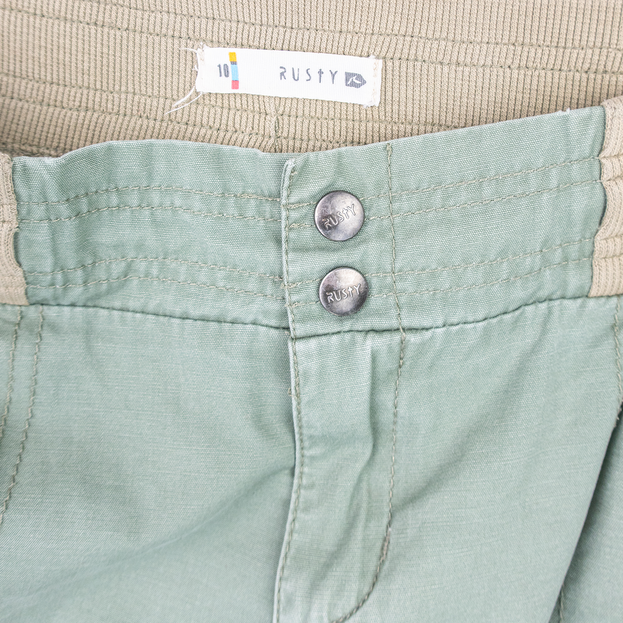 Y2K Rusty Cargo Shorts - Washed Green - Size 10