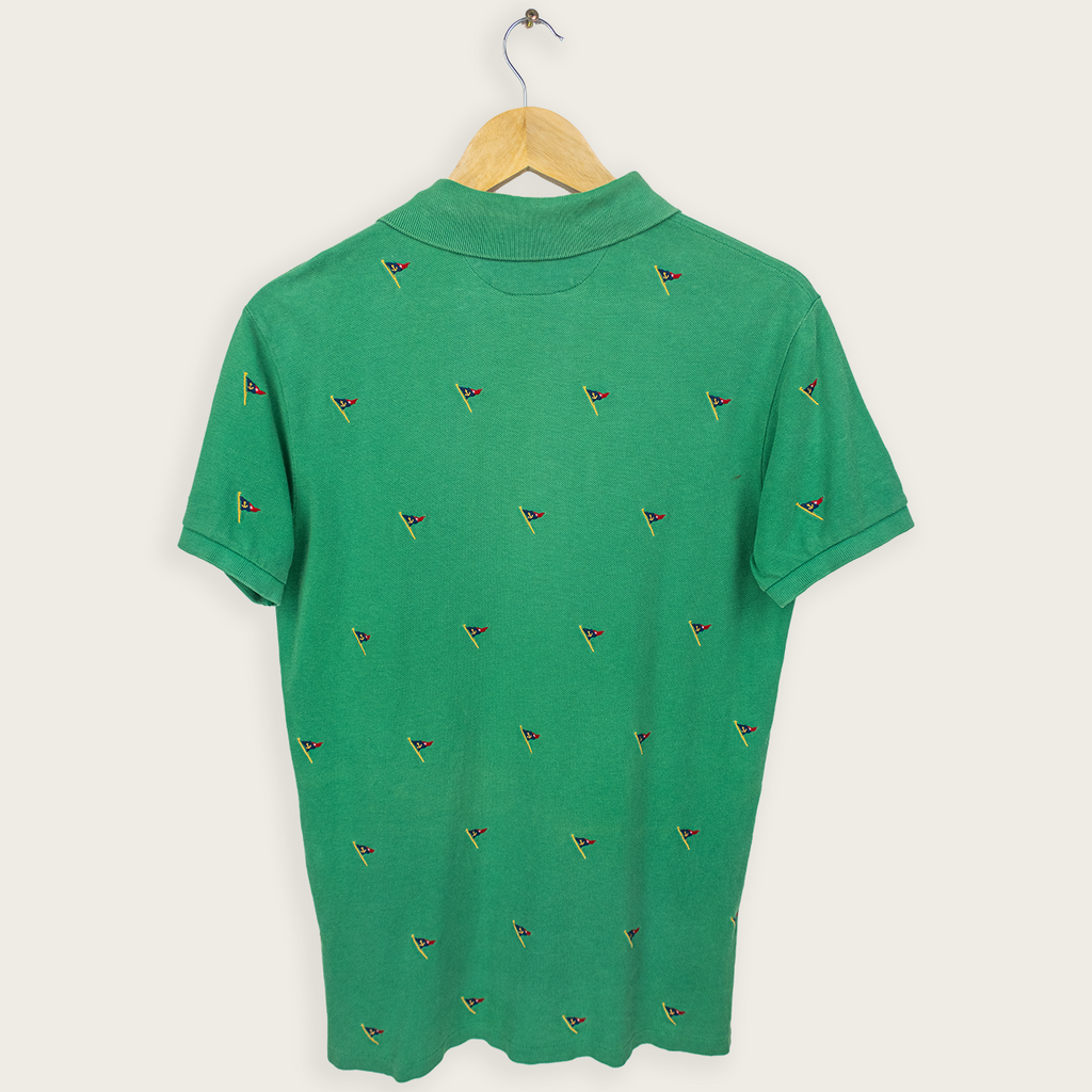 2000's Green Sail-Embroidered Premium POLO RALPH LAUREN Casual Preppy Streetwear Polo Shirt - S