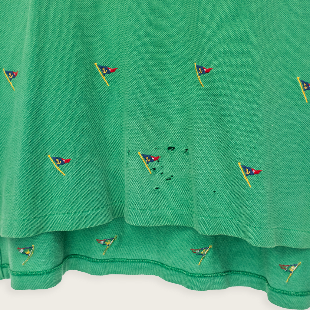 2000's Green Sail-Embroidered Premium POLO RALPH LAUREN Casual Preppy Streetwear Polo Shirt - S