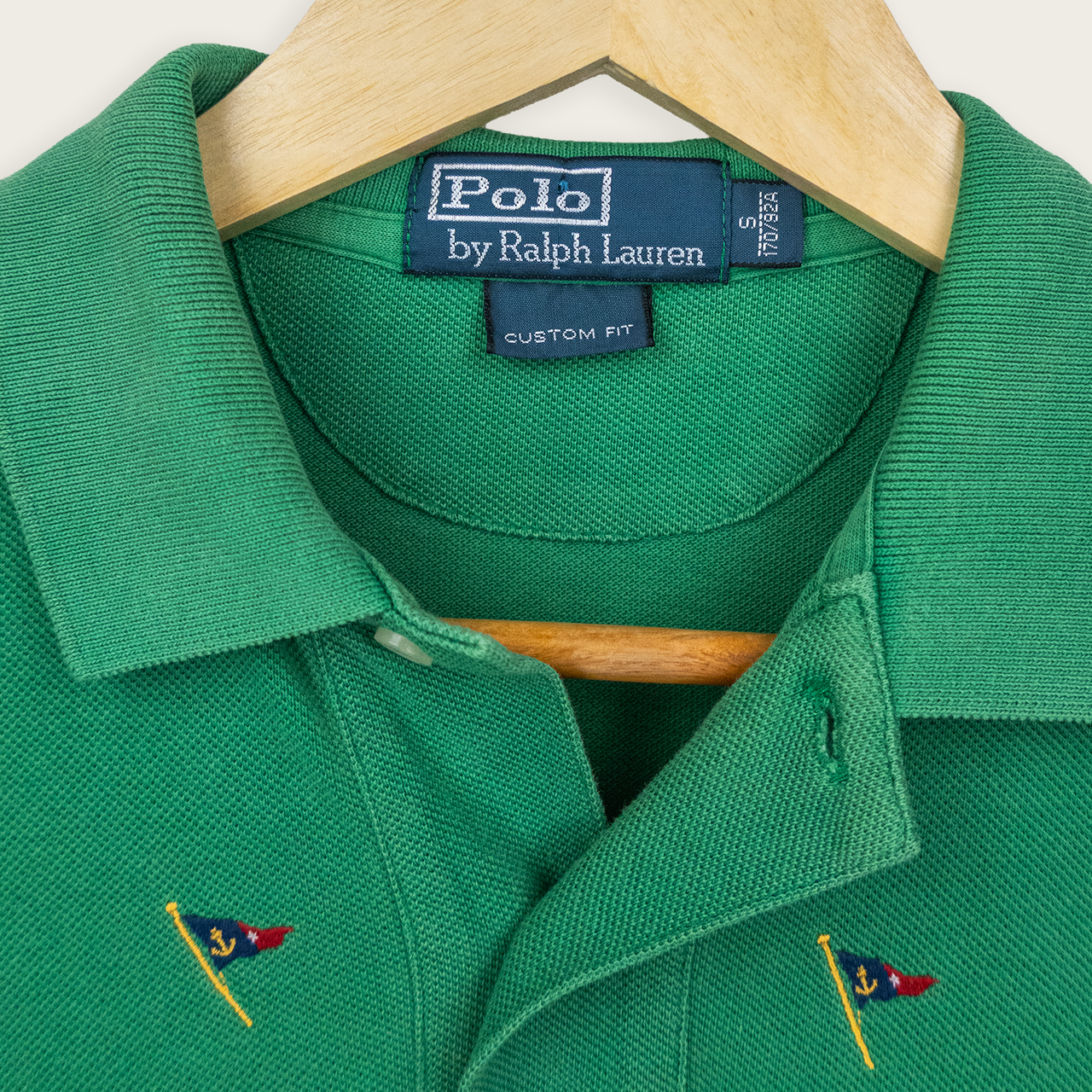 2000's Green Sail-Embroidered Premium POLO RALPH LAUREN Casual Preppy Streetwear Polo Shirt - S