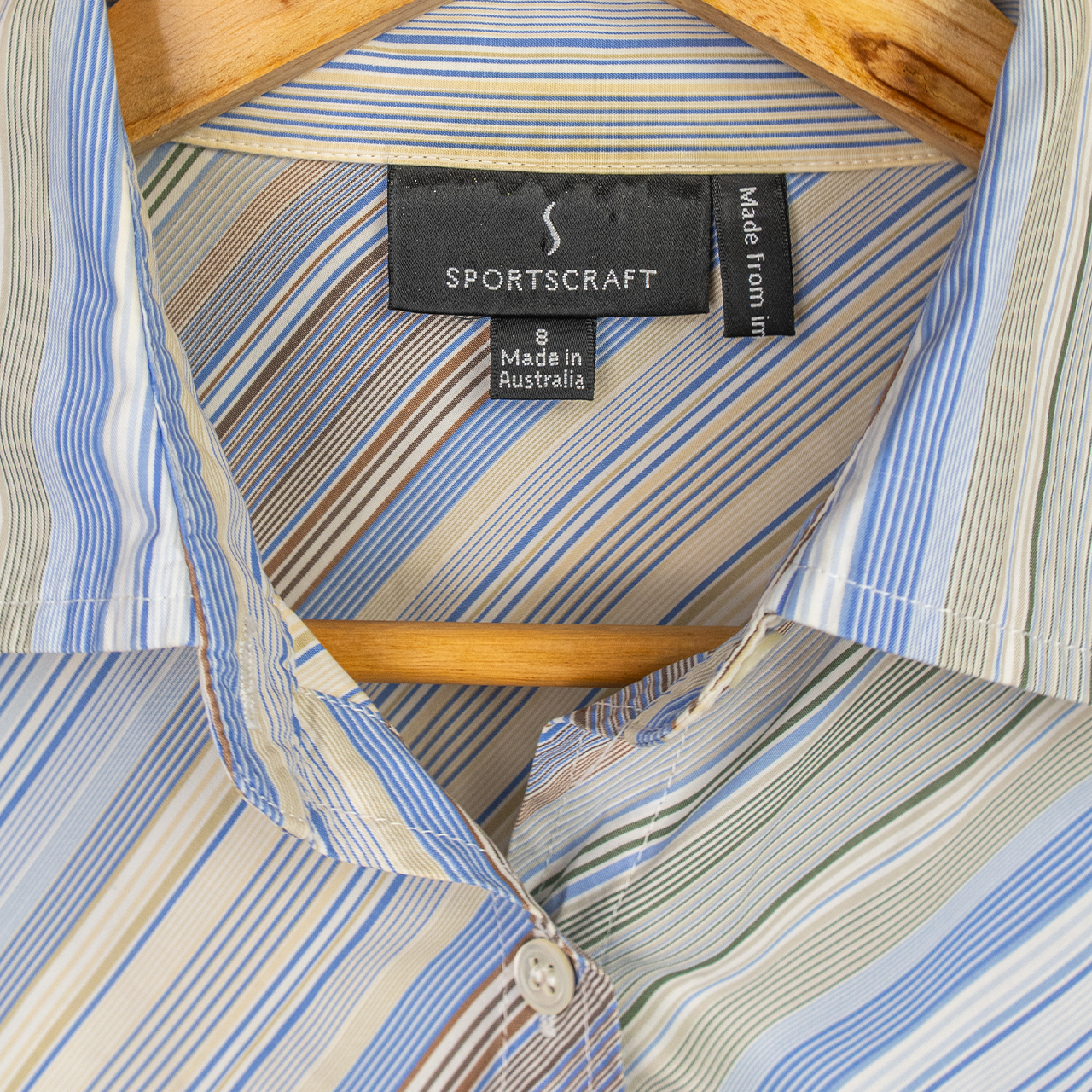 Y2K Sportscraft Striped Shirt - Blue Multicolour - Size 8