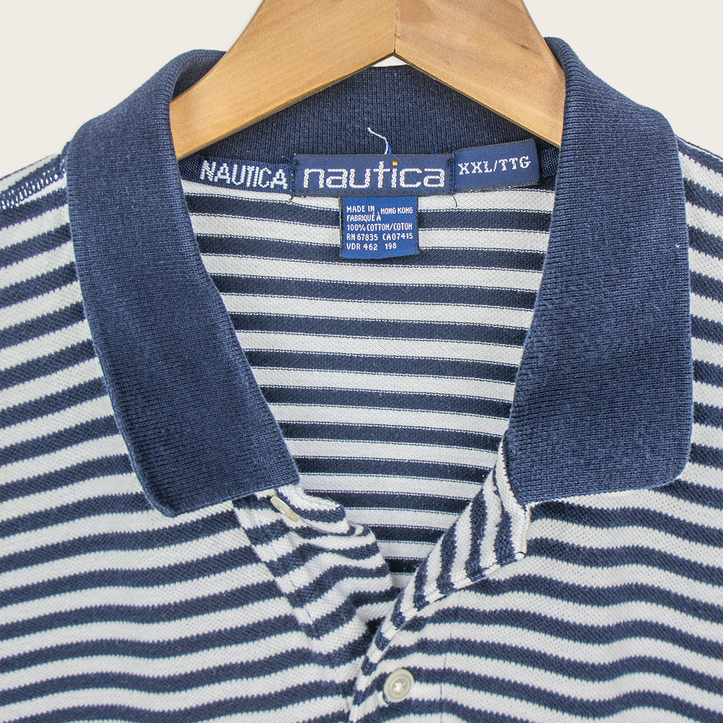 90s Nautica Striped Polo Shirt - XL/XXL