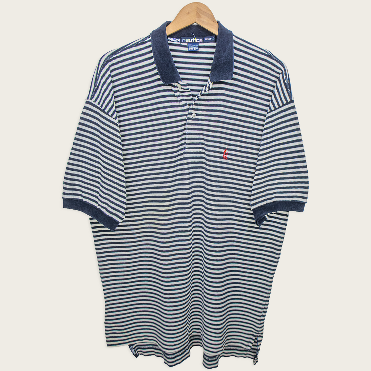 90s Nautica Striped Polo Shirt - XL/XXL