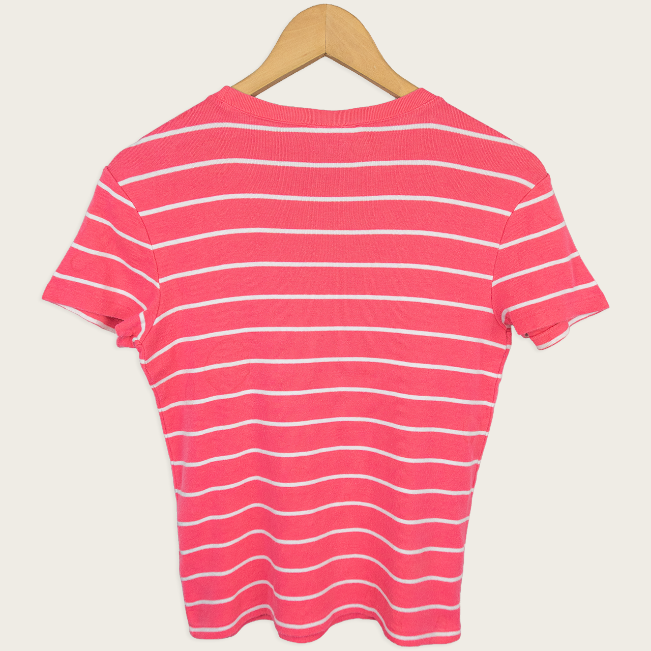 Vintage Ralph Lauren Sport Striped Tee - Pink White Logo - Size L