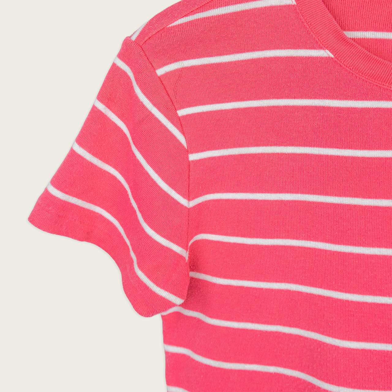 Vintage Ralph Lauren Sport Striped Tee - Pink White Logo - Size L