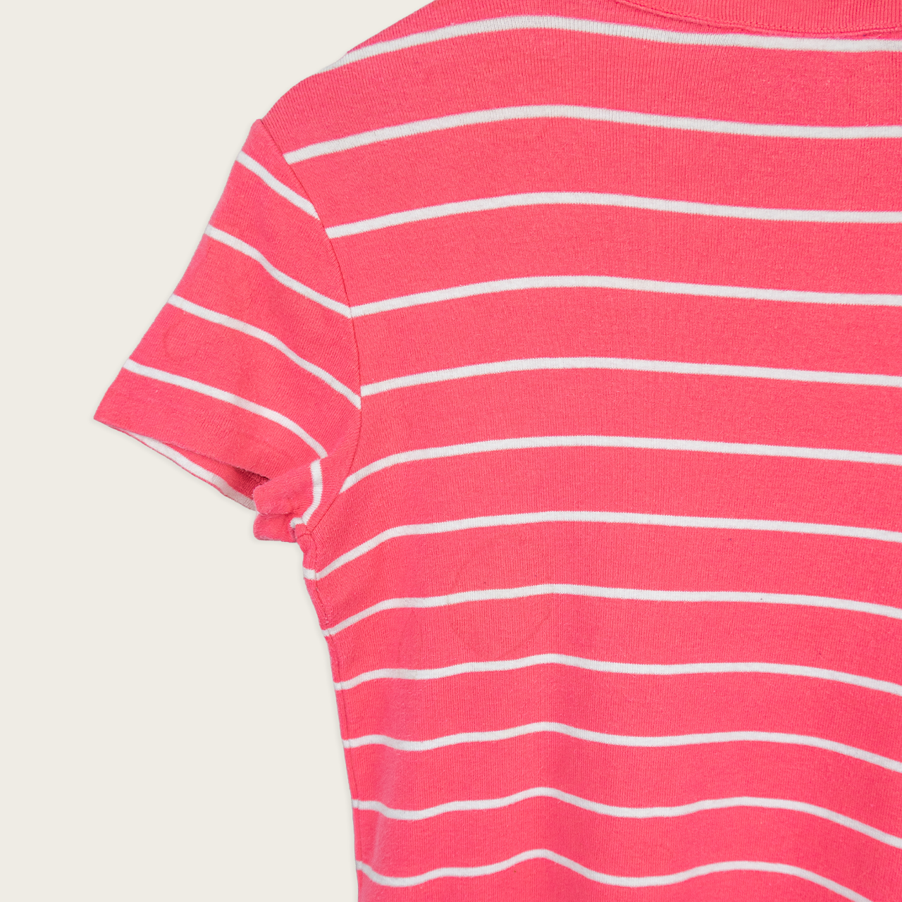 Vintage Ralph Lauren Sport Striped Tee - Pink White Logo - Size L