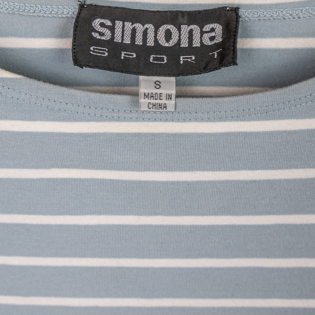 Y2K Simona Sport Striped Top - Baby Blue - Size S