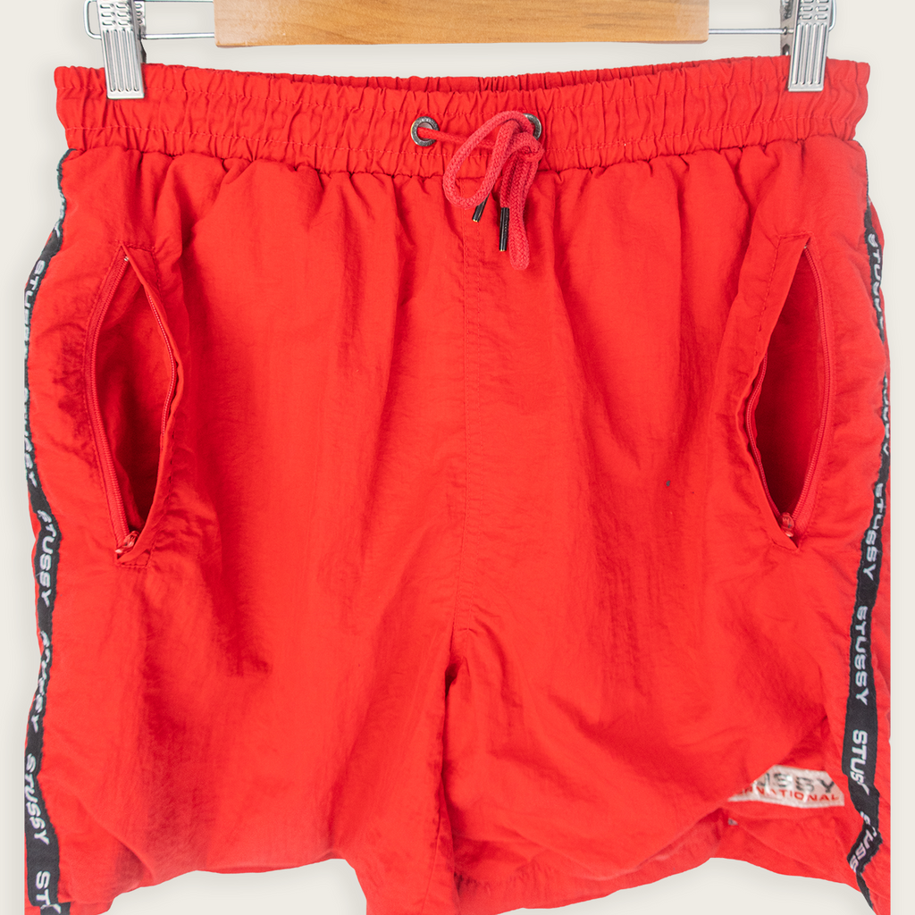 00's STÜSSY ADJUSTABLE MESH-LINED TRACK SHORTS - 30"