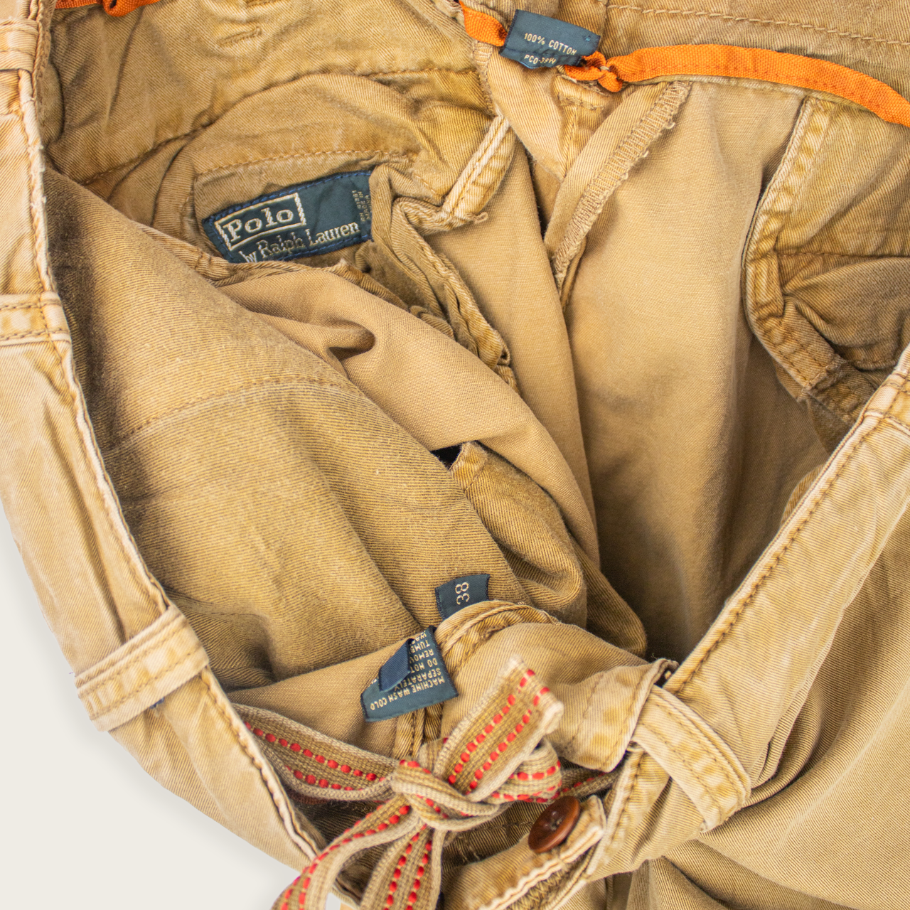 90's RALPH LAUREN ADJUSTABLE CHINO SHORTS - 38"