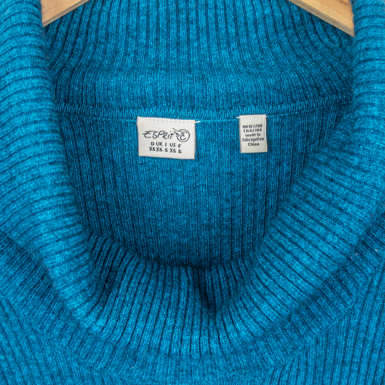 Y2K Esprit Knit Dress - Cowl Neck Teal - Size XS