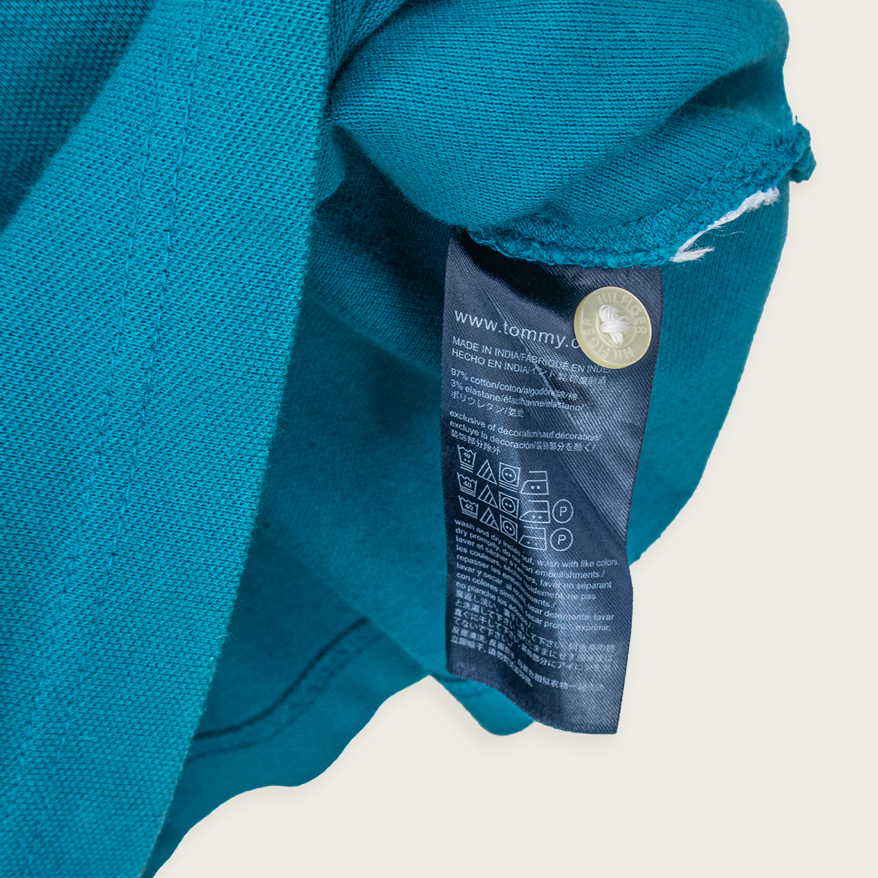 Teal Premium TOMMY HILFIGER Casual Preppy Streetwear Polo Shirt - XL