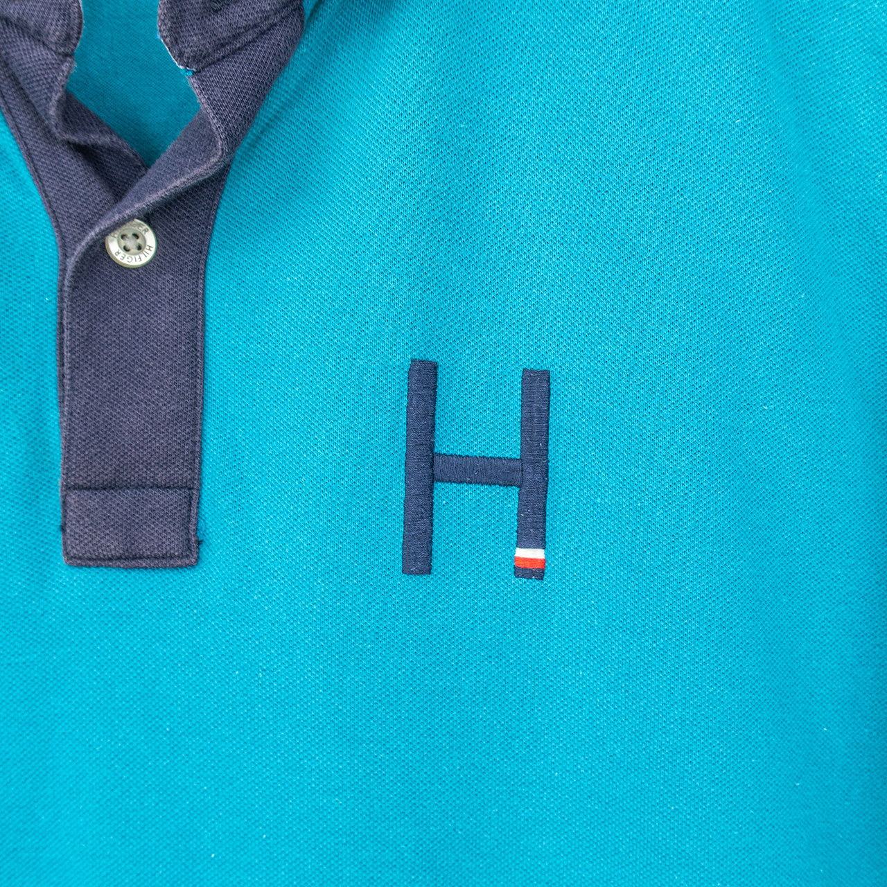 Teal Premium TOMMY HILFIGER Casual Preppy Streetwear Polo Shirt - XL