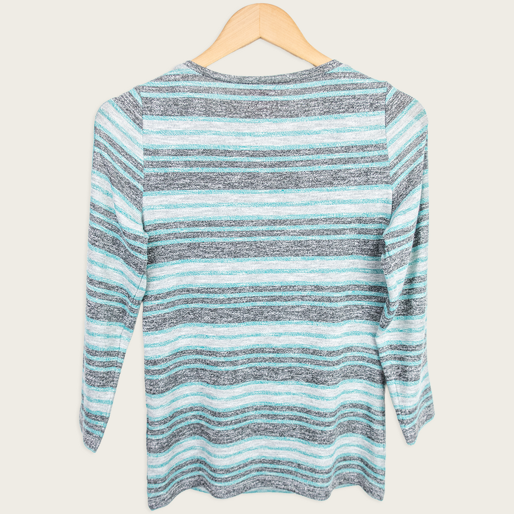 Y2K Together Striped Cut-Out Top - Blue/Grey - Size 10