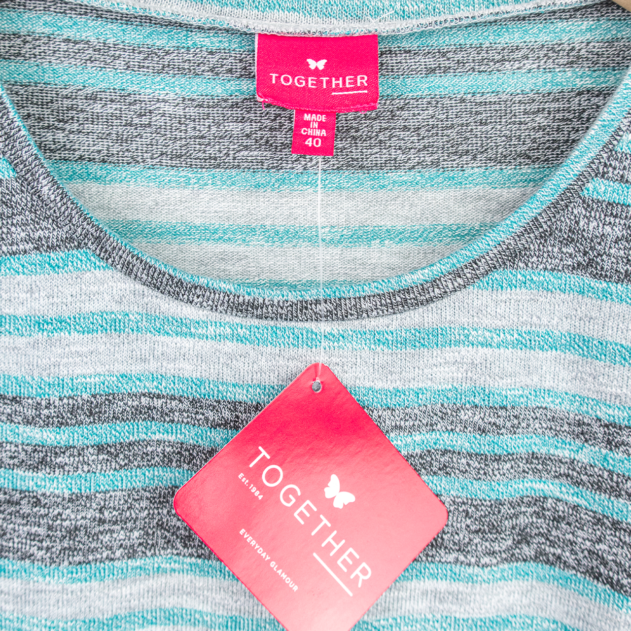 Y2K Together Striped Cut-Out Top - Blue/Grey - Size 10