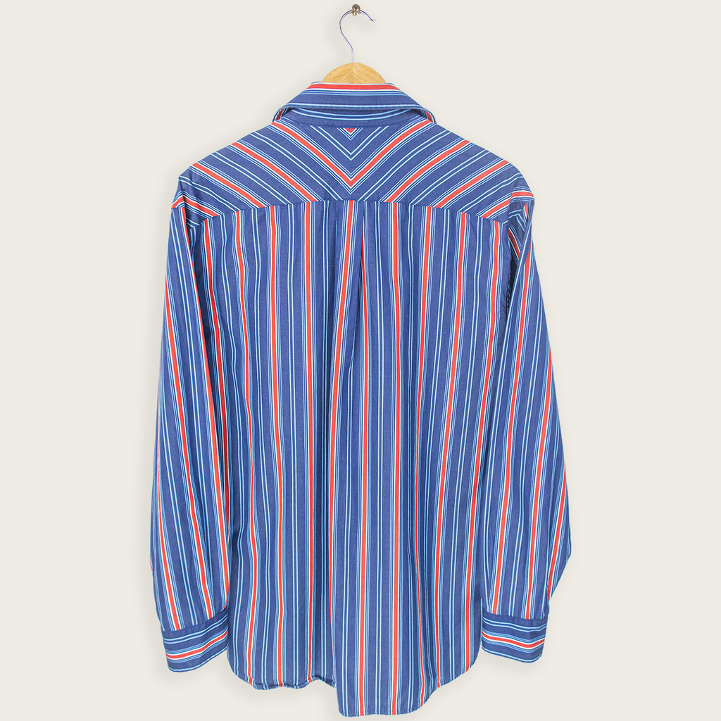 00's TOMMY HILFIGER PINSTRIPED BUTTON-UP SHIRT - M