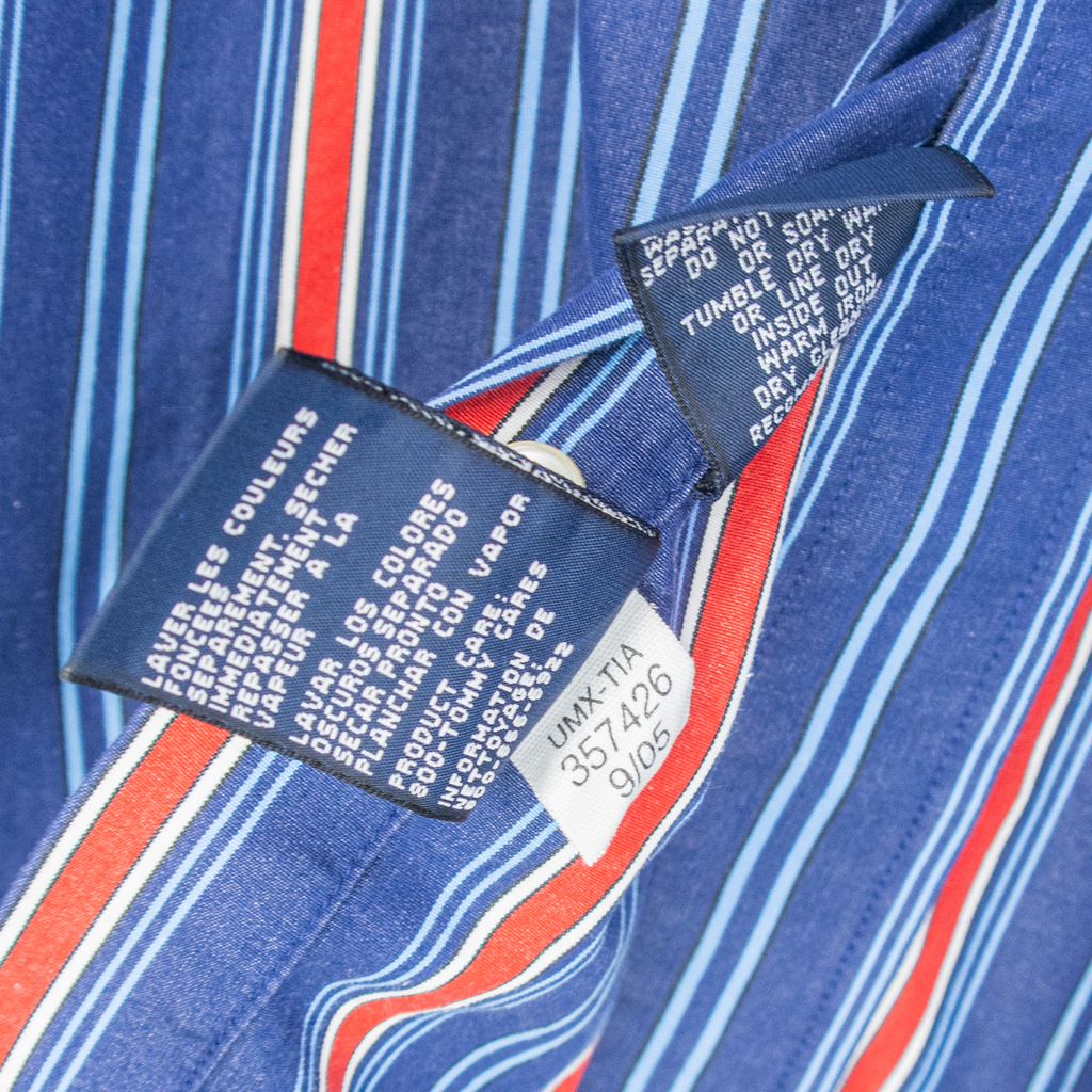 00's TOMMY HILFIGER PINSTRIPED BUTTON-UP SHIRT - M