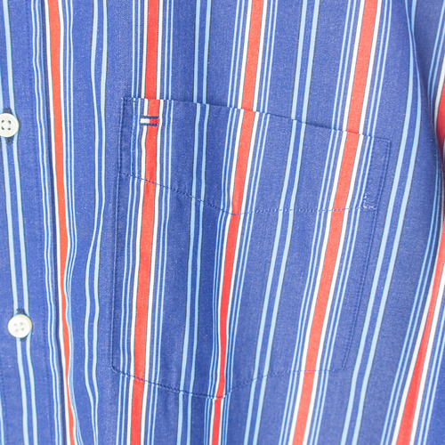 00's TOMMY HILFIGER PINSTRIPED BUTTON-UP SHIRT - M