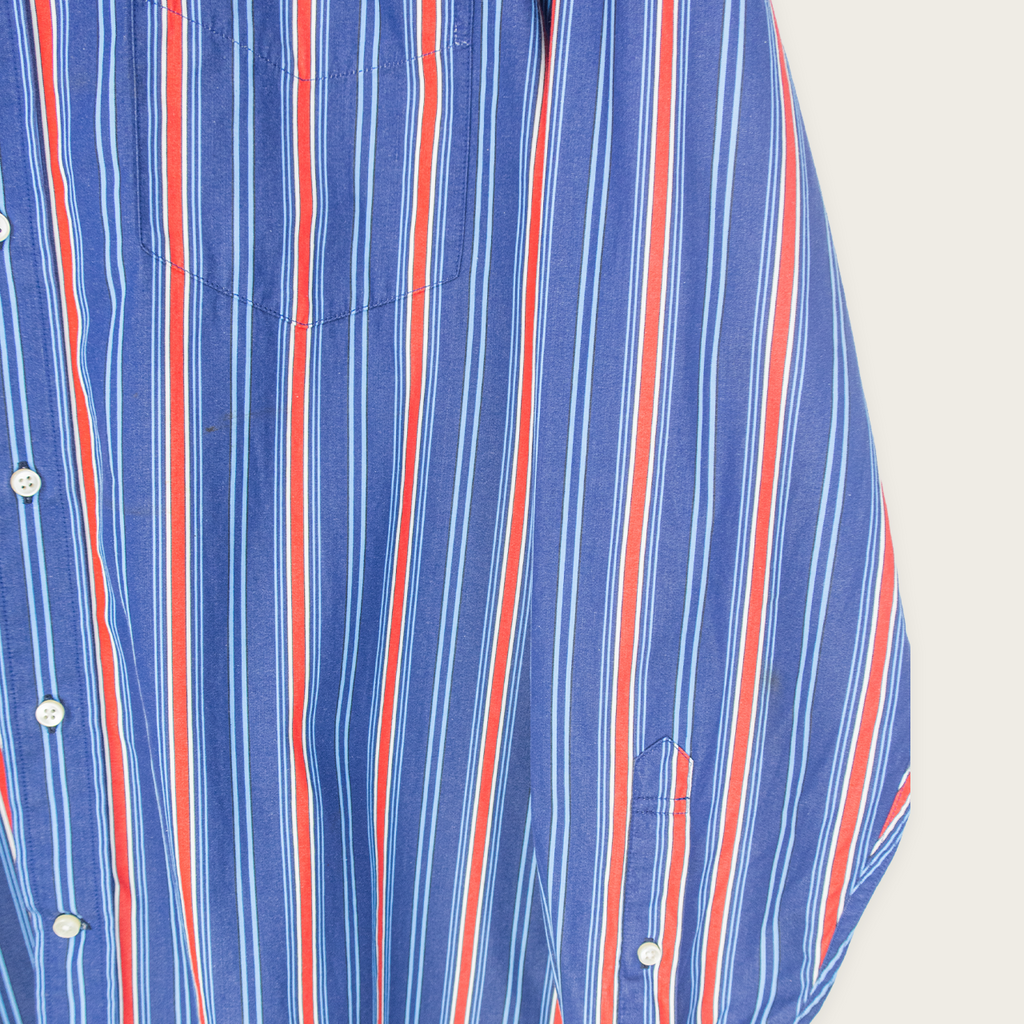 00's TOMMY HILFIGER PINSTRIPED BUTTON-UP SHIRT - M
