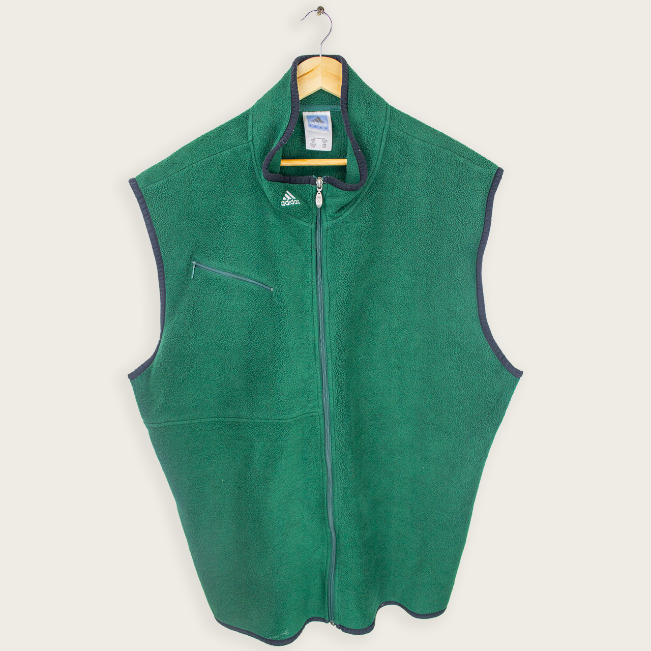 VINTAGE ADIDAS FLEECE VEST JACKET - XXL