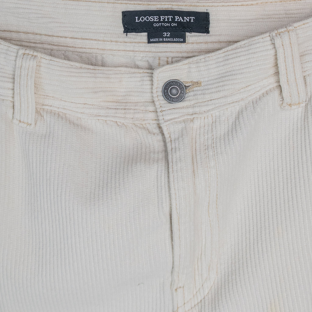 White COTTON ON Casual Streetwear/Indie/Skater Corduroy Carpenter Pants - 32"