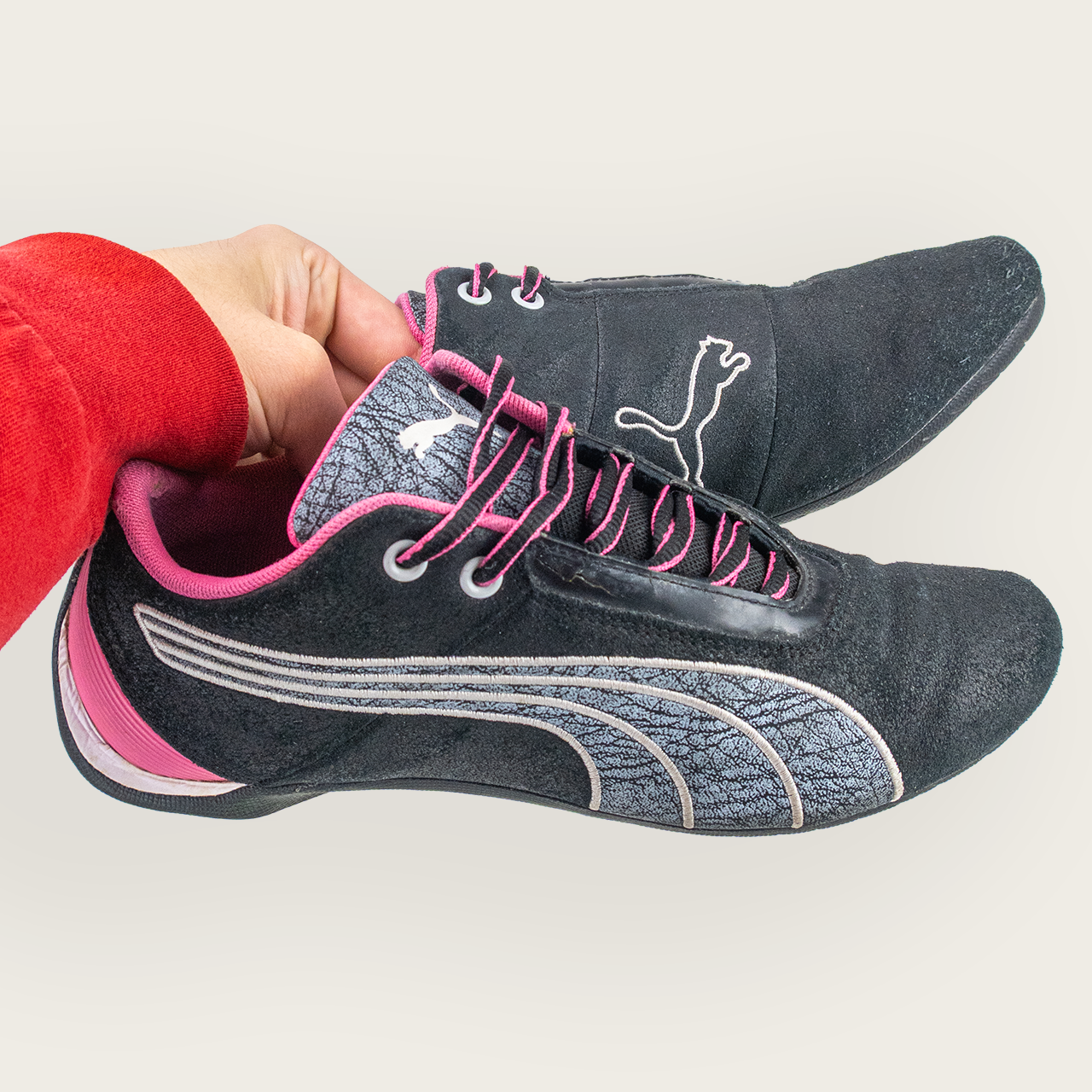Women's Black/Pink PUMA Motorsport Style Sneakers - US 8.5