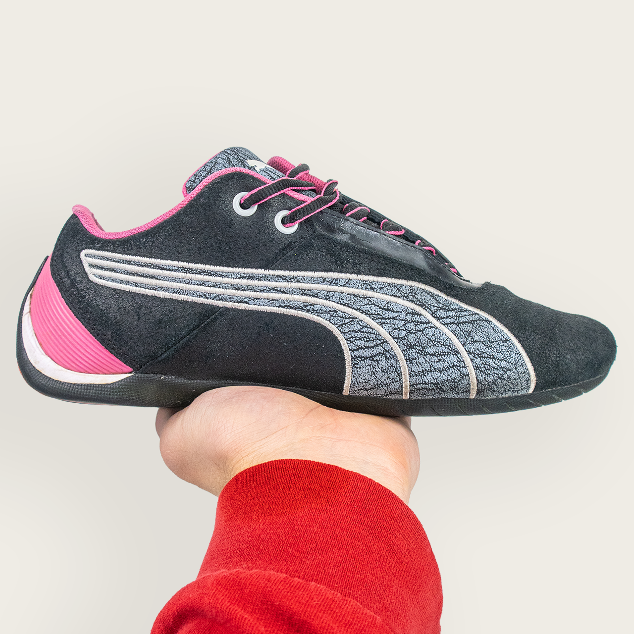 Women's Black/Pink PUMA Motorsport Style Sneakers - US 8.5