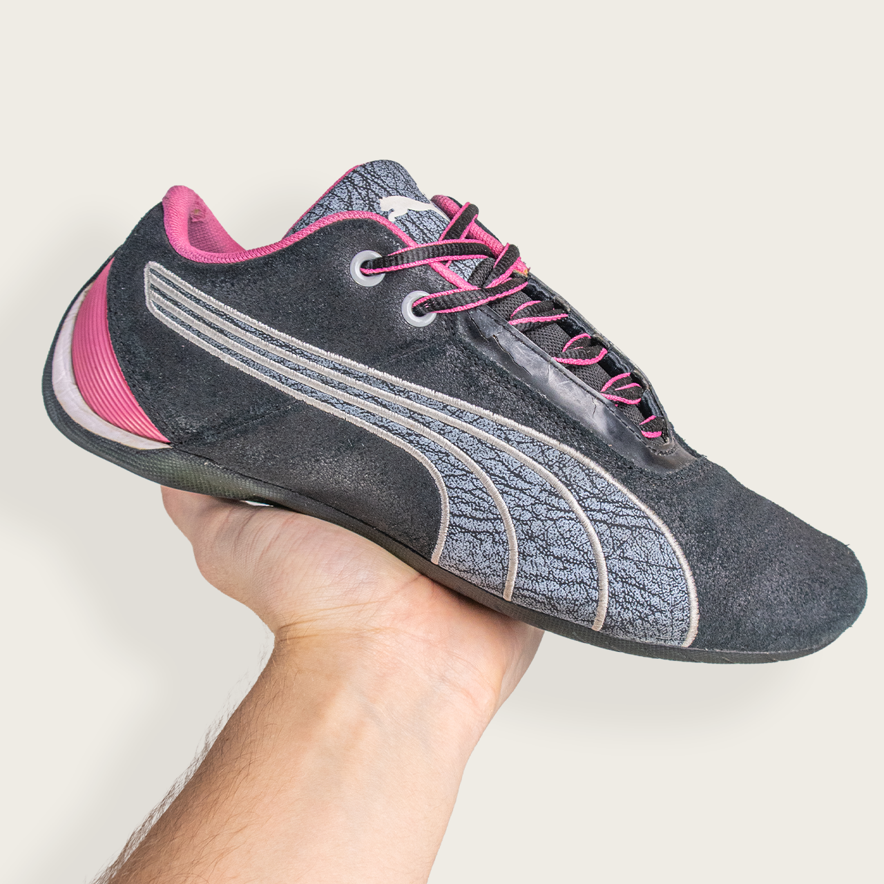 Women's Black/Pink PUMA Motorsport Style Sneakers - US 8.5