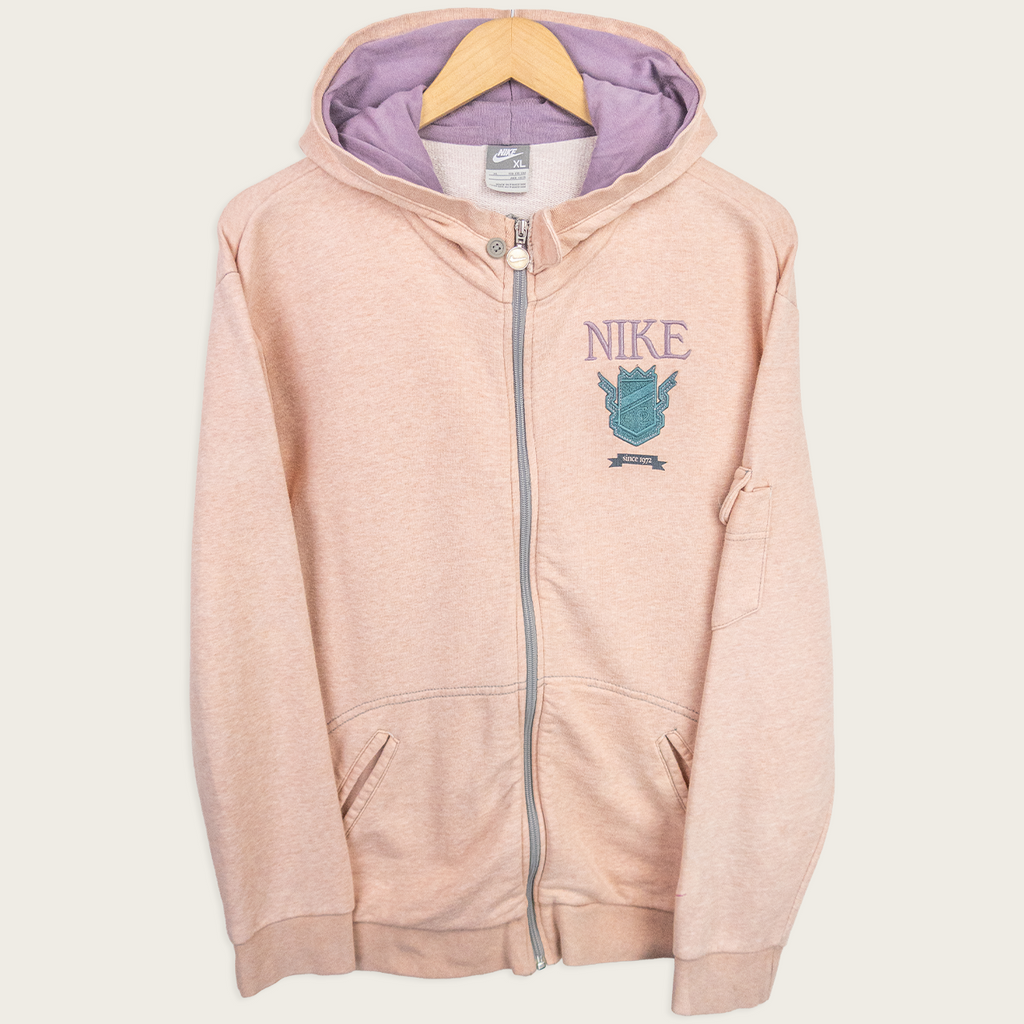 Y2K Nike Zip-Up Hoodie - Peach/Purple - Size S