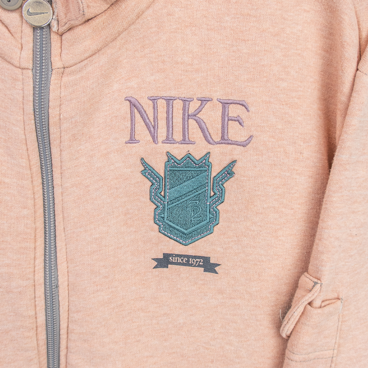 Y2K Nike Zip-Up Hoodie - Peach/Purple - Size S