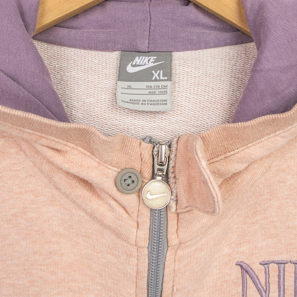 Y2K Nike Zip-Up Hoodie - Peach/Purple - Size S