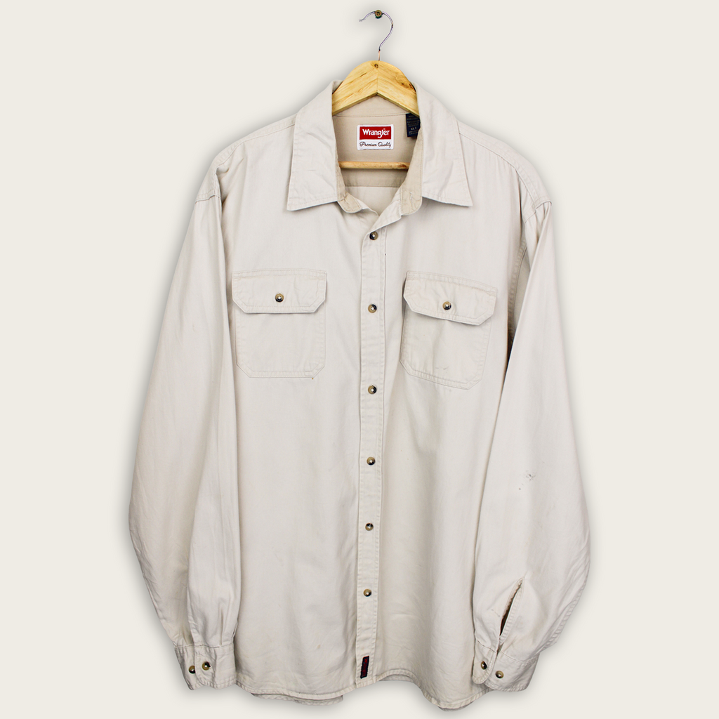 VINTAGE LONG-SLEEVE WRANGLER BUTTON-UP SHIRT - XL
